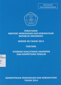 Image of Peraturan Menteri Pendidikan Dan Kebudayaan Republik Indonesia Nomor 98 Tahun 2014 Tentang Stndart Kualifikasi Akademik Dan Kompetensi Penilik